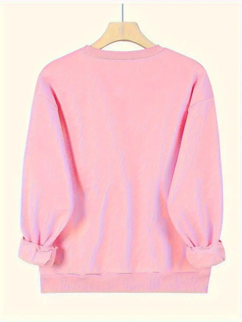 Komfortabel Hjerteprint Sweatshirt | Sammen mot Brystkreft