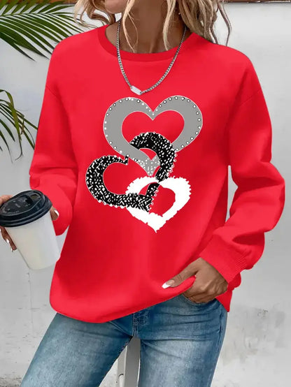 Komfortabel Hjerteprint Sweatshirt | Sammen mot Brystkreft