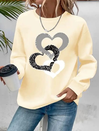 Komfortabel Hjerteprint Sweatshirt | Sammen mot Brystkreft